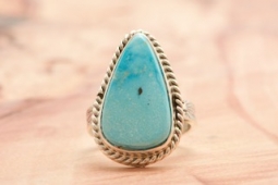 Genuine Blue Kingman Turquoise Sterling Silver Ring